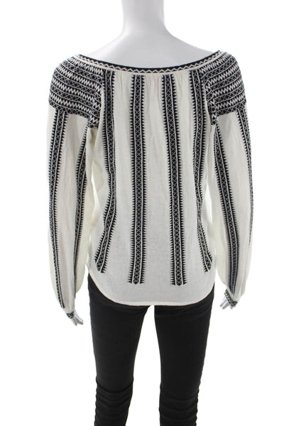 Torn by Ronny Kobo Women Tunic Blouse Black Geometric Silk Long Sleeve Size XS