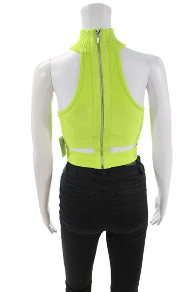 Herve Leger Womens Cropped Sleeveless Turtleneck Tank Black Size 2XS