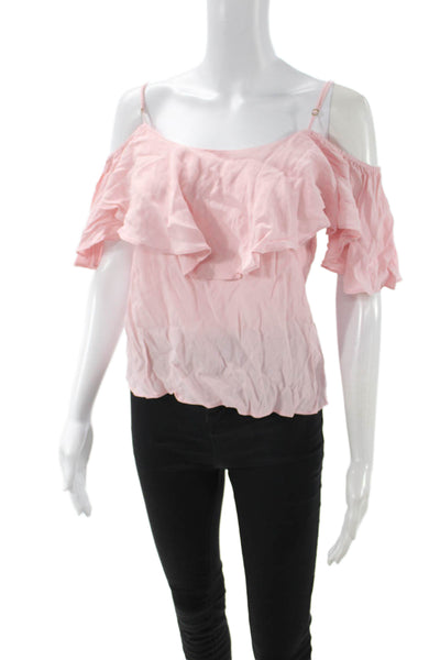 Misa Womens Bohemian Spaghetti Strap Blouse Pink Rayon Size XS