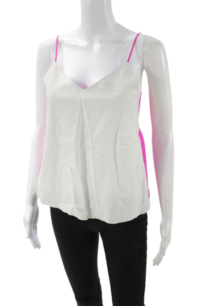 By Chance Womens White 100% Leather V-Neck Spaghetti Strap Camisole Size XS