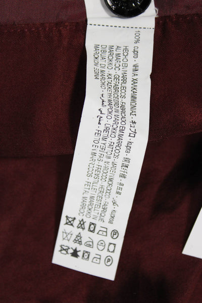 Zara Mens Paperbag Dress Pants Brown 100% Cupro Buckle Fall Size M