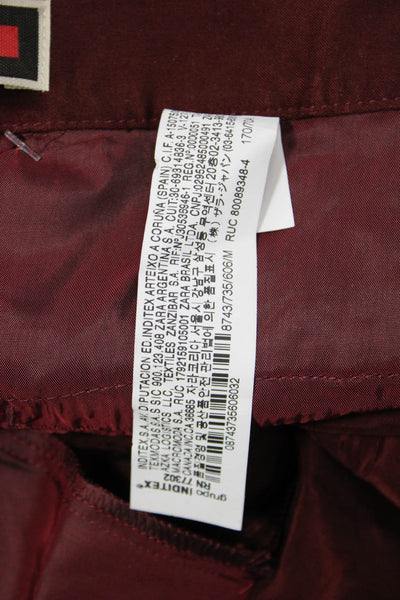 Zara Mens Paperbag Dress Pants Brown 100% Cupro Buckle Fall Size M