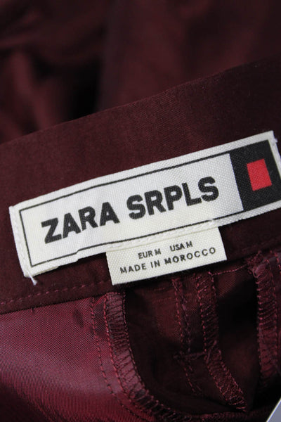 Zara Mens Paperbag Dress Pants Brown 100% Cupro Buckle Fall Size M