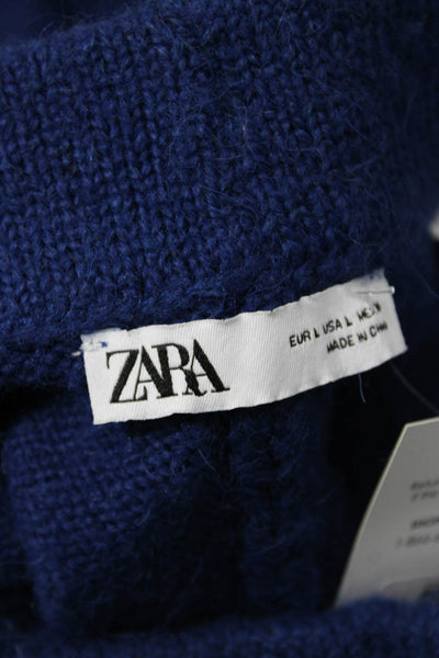 Zara Women Sweatpants Blue Acrylic Blend Size L