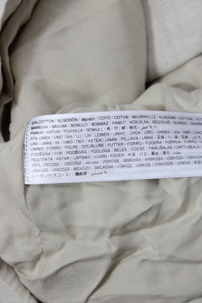 MNG Women Windbreaker Jacket Beige Collared Zip Long Sleeve Cotton Linen Size L