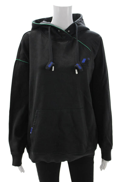 Zara Womens Pullover Hoodies Black Drawstring Long Sleeve Designer Size M