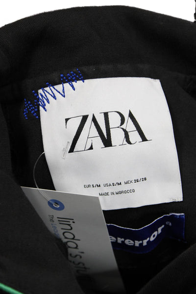 Zara Womens Pullover Hoodies Black Drawstring Long Sleeve Designer Size M