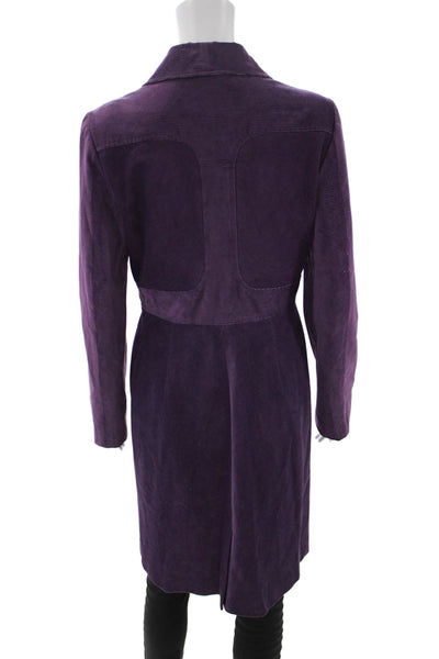 Tocca Women Purple Overcoat Button Collared Long Sleeve Size 6