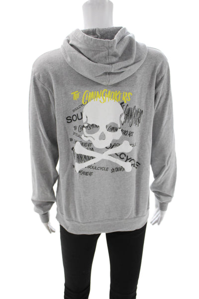 Soul Cycle Women Pullover Hoodie Gray Graphic Music Long Sleeve Size S