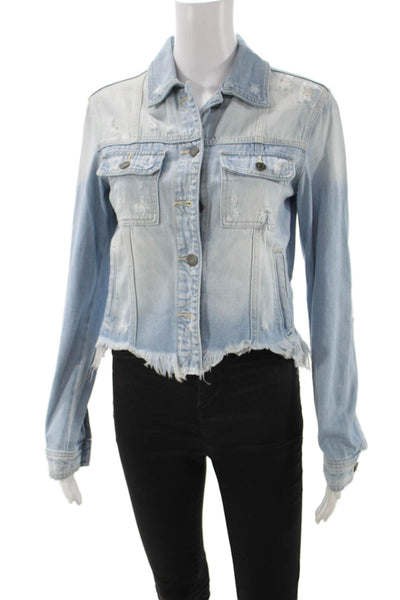 Hidden Womens Light Blue 90s Collared Jacket Cotton Rayon Size S