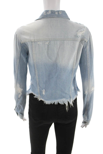 Hidden Womens Light Blue 90s Collared Jacket Cotton Rayon Size S