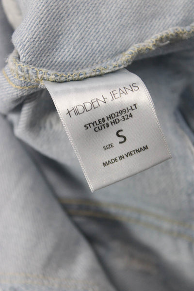 Hidden Womens Light Blue 90s Collared Jacket Cotton Rayon Size S