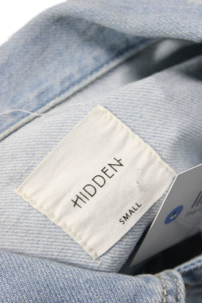Hidden Womens Light Blue 90s Collared Jacket Cotton Rayon Size S