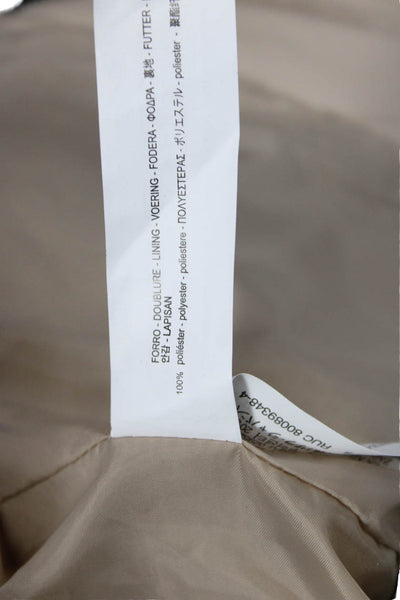 Zara Basic Women Beige Polyester PU Zip Round Neck Classic Jacket Size S