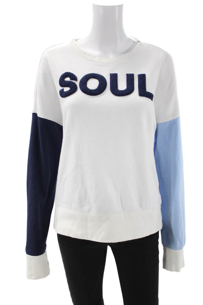 Soul Cycle Women Pullover Sweatshirt White Graphic Quote Crew Neck Size M