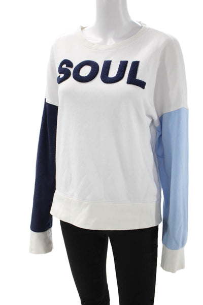 Soul Cycle Women Pullover Sweatshirt White Graphic Quote Crew Neck Size M