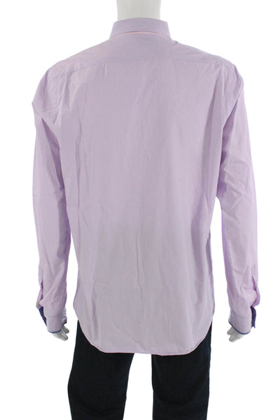 Scotch & Soda Mens Striped Collared Long Sleeve Button-Down Shirt Purple Size XL