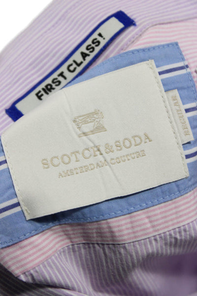 Scotch & Soda Mens Striped Collared Long Sleeve Button-Down Shirt Purple Size XL