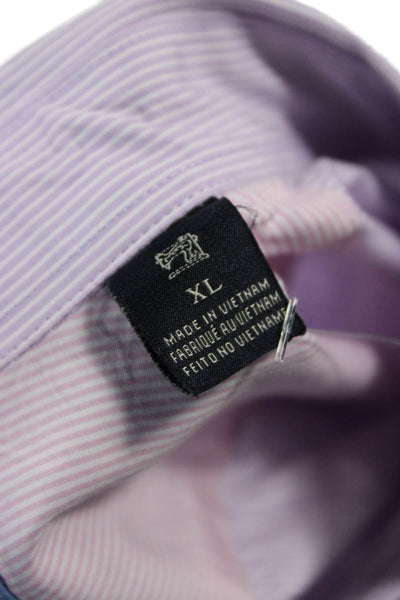 Scotch & Soda Mens Striped Collared Long Sleeve Button-Down Shirt Purple Size XL