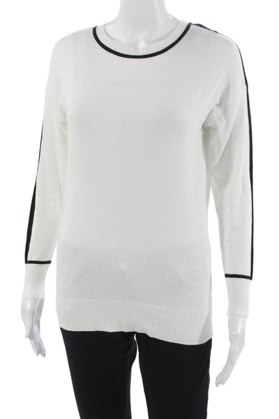 Metric Knits Womens Pullover Sweater White Crew Neck Long Sleeve Size S