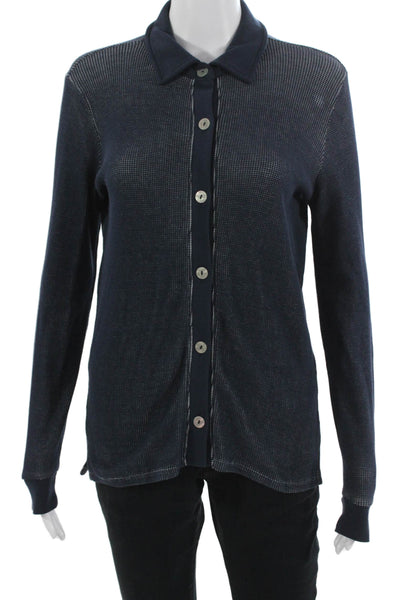 Goldie Womens Striped Dark Blue Cotton Button-Up Long Sleeve Size XS