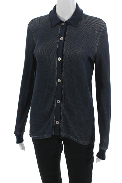Goldie Womens Striped Dark Blue Cotton Button-Up Long Sleeve Size XS