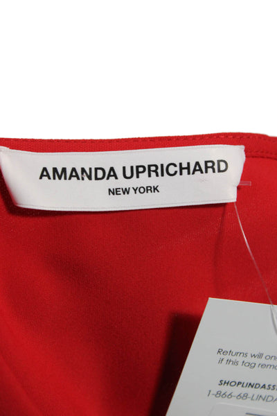 Amanda Uprichard Womens Camisole Red V-Neck Spaghetti Strap Polyester Size S