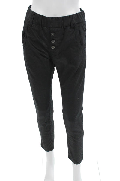 Flog Womens Cropped Ankle Pants Black Button 98% Cotton 2% Lycra Size 25