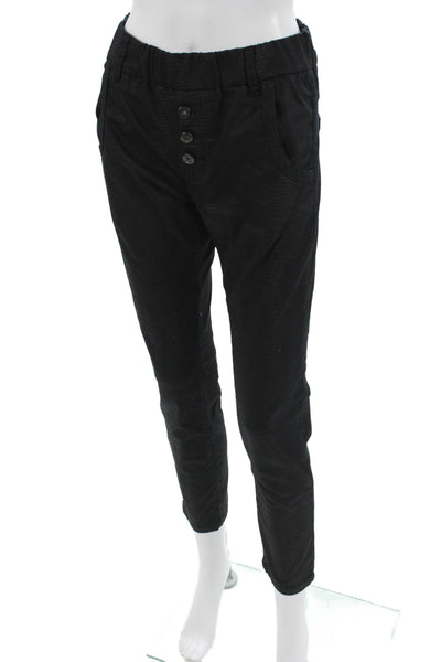Flog Womens Cropped Ankle Pants Black Button 98% Cotton 2% Lycra Size 25