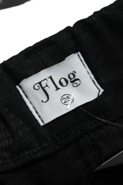 Flog Womens Cropped Ankle Pants Black Button 98% Cotton 2% Lycra Size 25
