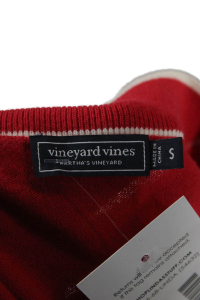 Vineyard Vines Women Red V Neck Pullover Sweater Pima Cotton Cashmere Size S