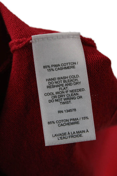 Vineyard Vines Women Red V Neck Pullover Sweater Pima Cotton Cashmere Size S