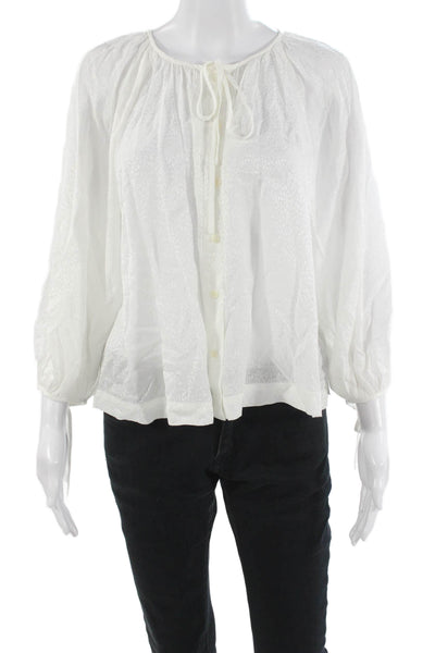 Ted Baker London Womens White Button Up Blouse Viscose 3/4 Sleeve Size 2