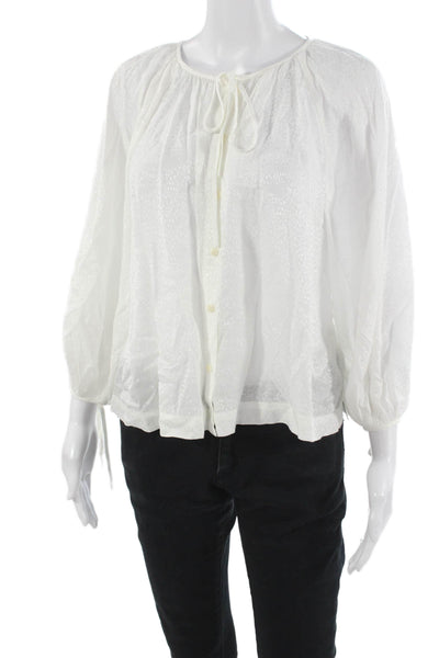 Ted Baker London Womens White Button Up Blouse Viscose 3/4 Sleeve Size 2