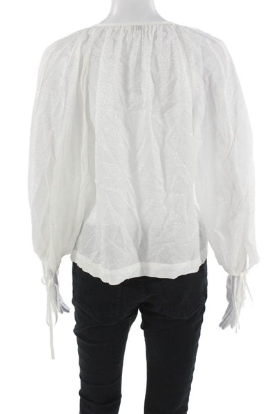 Ted Baker London Womens White Button Up Blouse Viscose 3/4 Sleeve Size 2