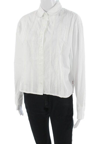 Levi's Womens White Cotton Collared Button-Up Blouse Long Sleeve Size S