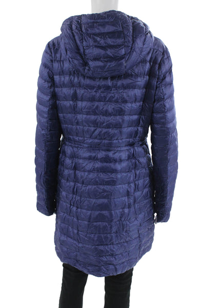 Moncler Women Quilted Puffer Jacket Blue High Neck Drawstring Size 3