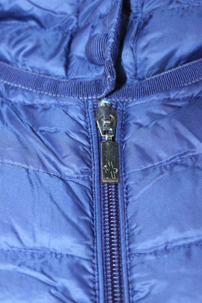 Moncler Women Quilted Puffer Jacket Blue High Neck Drawstring Size 3
