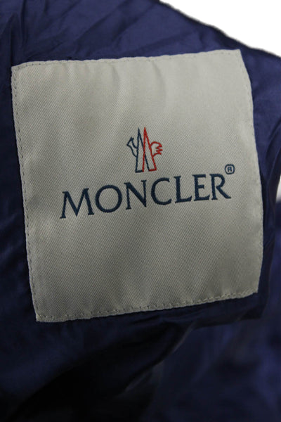 Moncler Women Quilted Puffer Jacket Blue High Neck Drawstring Size 3