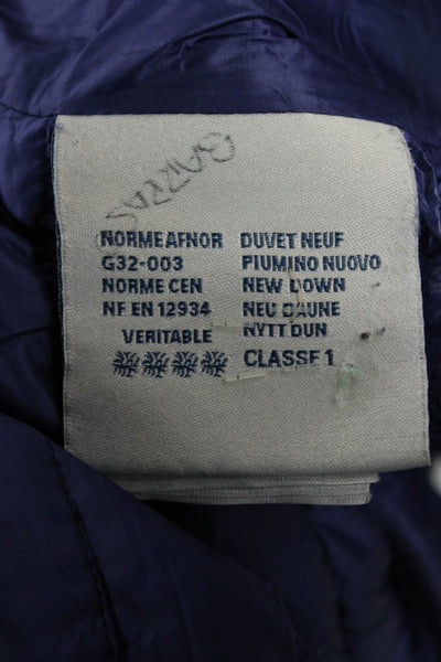 Moncler Women Quilted Puffer Jacket Blue High Neck Drawstring Size 3