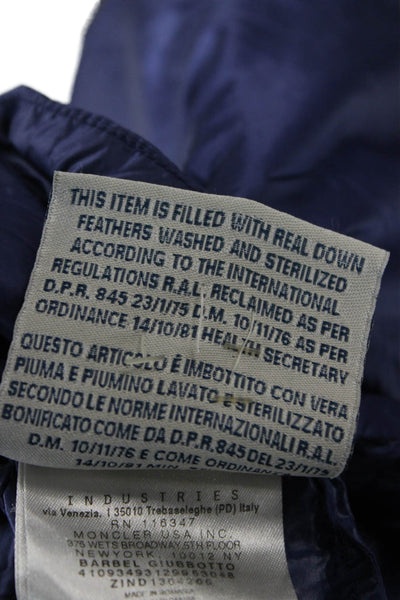 Moncler Women Quilted Puffer Jacket Blue High Neck Drawstring Size 3