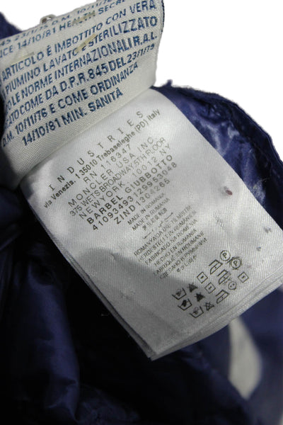Moncler Women Quilted Puffer Jacket Blue High Neck Drawstring Size 3