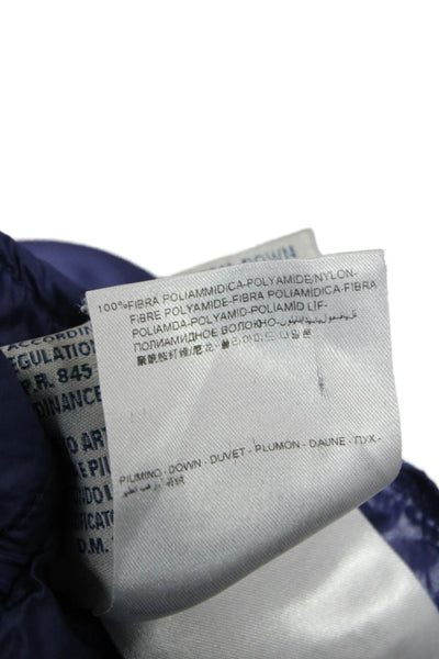 Moncler Women Quilted Puffer Jacket Blue High Neck Drawstring Size 3