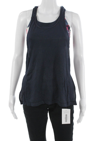 Lululemon Women Dark Blue Sleeveless Tank Round Neck Poly Spandex Size 4