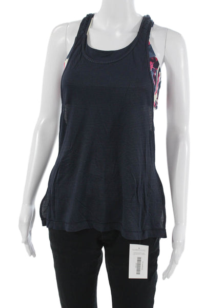 Lululemon Women Dark Blue Sleeveless Tank Round Neck Poly Spandex Size 4