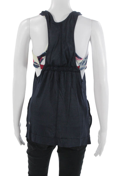Lululemon Women Dark Blue Sleeveless Tank Round Neck Poly Spandex Size 4