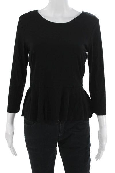 Vince Camuto Women Basic Black Blouse Round Neck 3/4 Sleeve Size M