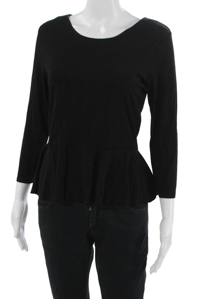 Vince Camuto Women Basic Black Blouse Round Neck 3/4 Sleeve Size M