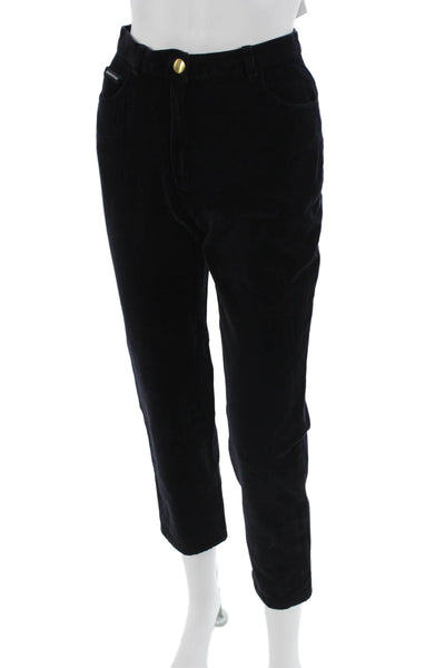 Escada Sport Womens Ankle Cropped Pants Black Button Cotton Elastane Size 36
