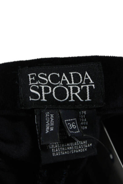 Escada Sport Womens Ankle Cropped Pants Black Button Cotton Elastane Size 36